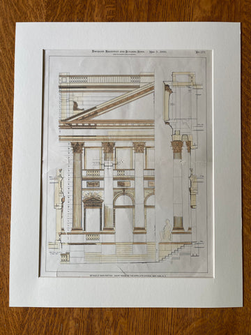 Court House of Appellate Division, NY, 1900, J Brown Lord, Original Hand Colored -