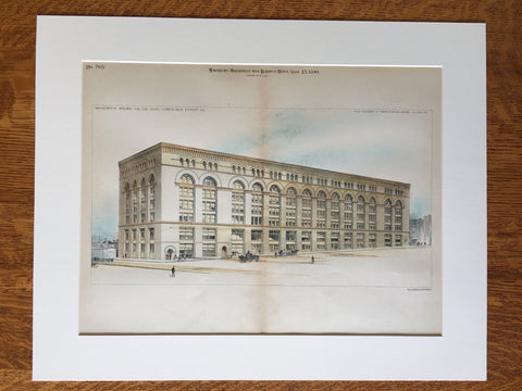 Warehouse, Samuel Cupples Real Estate, St Louis, MO, 1890, Original Hand Colored x