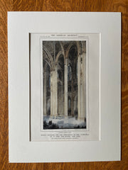 Cathedral of St John the Divine, Nave, New York, 1913, Original Hand Colored -