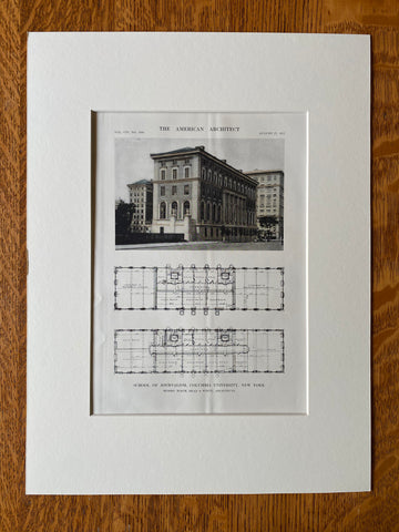 School of Journalism, Columbia University, NY, 1913, Original Hand Colored -
