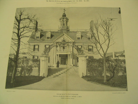 Massachusetts State Building at the World's Columbian Exhibition in Chicago, Chicago, IL, 1894, Peabody and Stearns