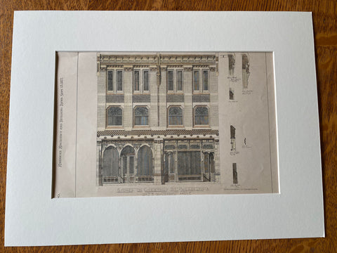 Stores on Chestnut Street, Philadelphia, PA, 1877, Original Hand Colored -
