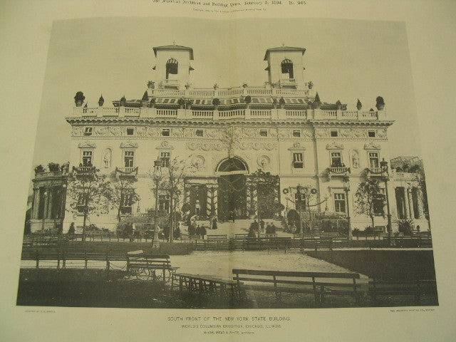 South Front of the New York State Building at the World's Columbian Exhibition in Chicago, Chicago, IL, 1894, McKim, Mead and White