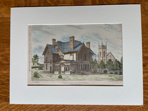 Reverend W J Holland House, 5th Ave, Pittsburgh, PA, 1883, Original Hand Colored -