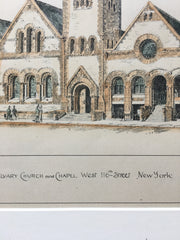 Calvary Church & Chapel, West 116th St, New York, 1890, R H Robertson, Original Hand Colored