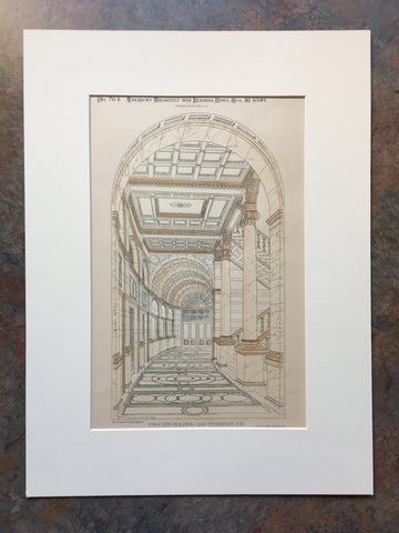 Crocker Building, Main Corridor, San Francisco, CA, 1890, A Page Brown, Original Hand Colored