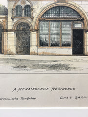 Renaissance Residence, Paris, France, 1890, Charles Garnier, Original Hand Colored