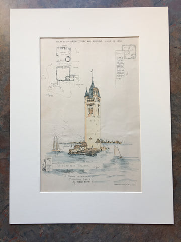 Harbor Tower, New York, NY, 1890, J Addison Johnson, Original Hand Colored