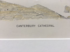 Canterbury Cathedral, England, UK, 1890, Original Hand Colored