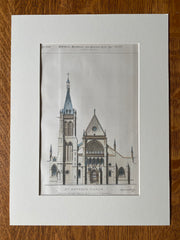 St Severin Church, Latin Quarter, Paris, France, 1880, Hand Colored Original -