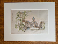 Caius College, University of Cambridge, England, 1880, Original Hand Colored -