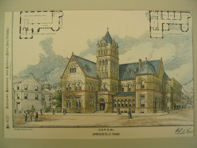 United States Post Office in Springfield, Springfield, MA, 1888, William A. Lerel