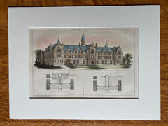 College for Congregational Ministers Daughters, Milton Gravesend, England, 1871, Original Hand Colored -