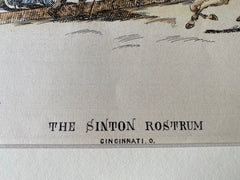 Sinton Rostrum, Cincinnati, OH, 1876, J W McLaughlin, Original Plan Hand-colored -