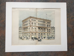 St Louis Mercantile Club, St Louis, MO, 1891, Hand Colored Original