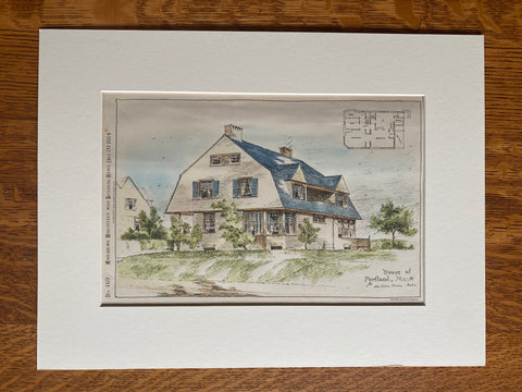 John Calvin Stevens House, Portland, ME, 1884, Original Hand Colored -