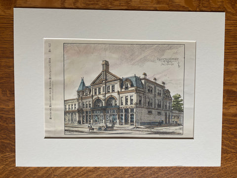 Block of Stores, Grand Rapids, MI, 1884, S J Osgood, Original Hand Colored -