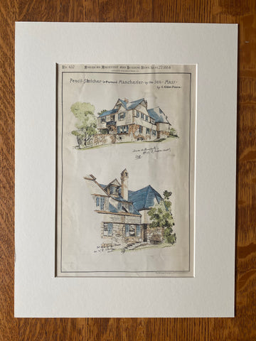 Manchester by the Sea, MA, Sketches by Eldon Deane, 1884, Original Hand Colored -
