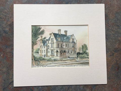 House, Frank Hasbrouck, Market St, Poughkeepsie, NY, 1891, Hand Colored Original