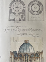 Garfield Monument, Cleveland, OH, 1884, George Keller, Original Hand Colored -