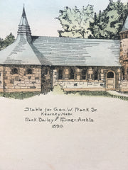 Stable, George Frank, Kearney, NE, 1891, Bailey & Farmer, Hand Colored Original