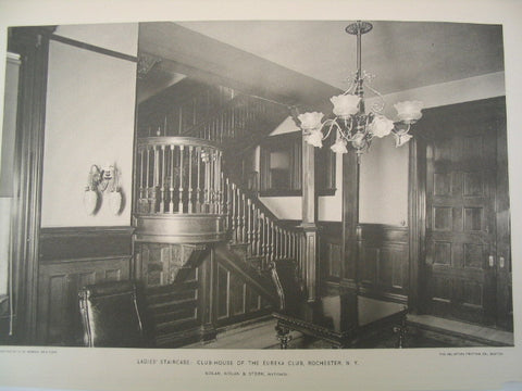 Ladies' Staircase in the Club-House of the Eureka Club, Rochester, NY, 1898, Nolan, Nolan and Stern