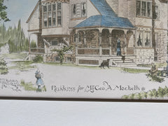 George Macbeth Residence, Pittsburgh, PA, 1884, Original Hand Colored -