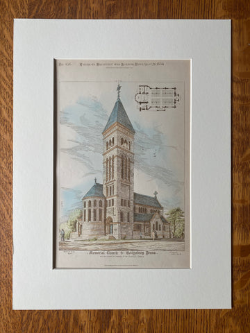 Copy of Claflin Building, Boston University, MA, 1884, W Preston, Original Hand Colored -