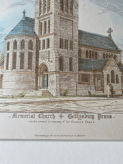 Copy of Claflin Building, Boston University, MA, 1884, W Preston, Original Hand Colored -