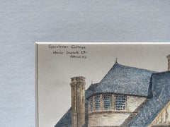 Gardener Cottage for Charles Danforth, Paterson, NJ, 1884, Original Hand Colored -