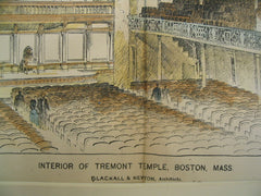 Interior of Tremont Temple, Boston, MA, 1894, Blackall and Newton