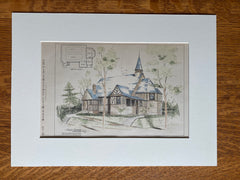 Christ Church, Harrison, NJ, 1884, Charles A Gifford, Original Hand Colored -