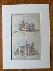 Houses at Passaic, NJ, 1884, Appleton & Stephenson, Original Hand Colored -