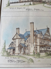 Houses at Passaic, NJ, 1884, Appleton & Stephenson, Original Hand Colored -