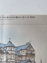 Houses at Passaic, NJ, 1884, Appleton & Stephenson, Original Hand Colored -
