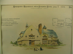 Coachman's House and Barn for Ezra R. Vail, Williamstown, MA, 1894, F. R. Comstock