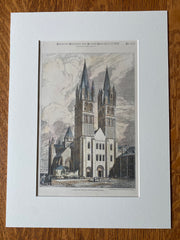 Abbey Church of St Etienne, Caen, France, 1884, Original Hand Colored -