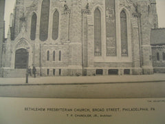 Bethlehem Presbyterian Church on Broad Street, Philadelphia, PA, 1890, Theophilus P. Chandler