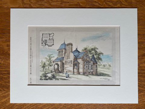 Lincoln Library, Lincoln, MA, William G Preston, 1884, Original Hand Colored -