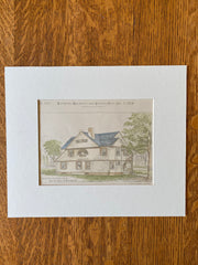 Edward F Bradford House, Chelsea, MA, 1884, W A Norris, Original Hand Colored -