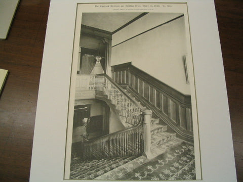 Staircase of the Genesee Valley Club-House, Rochester, NY, 1893, Du Fais and Canfield