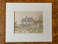Walter Horton House, Sheffield, PA, 1884, David Dean, Original Hand Colored -