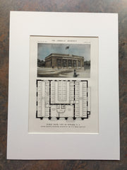 Public Bath, Newark, NJ, 1913, Werner and Windolph, Original Hand Colored *