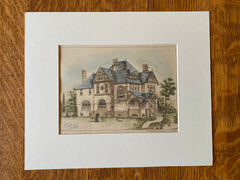 Residence of C D Farlin, Detroit, MI, 1884, William Scott, Original Hand Colored -