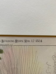 Residence in Buffalo, NY, 1884, J L Silsbee, Architect, Hand Colored Original -