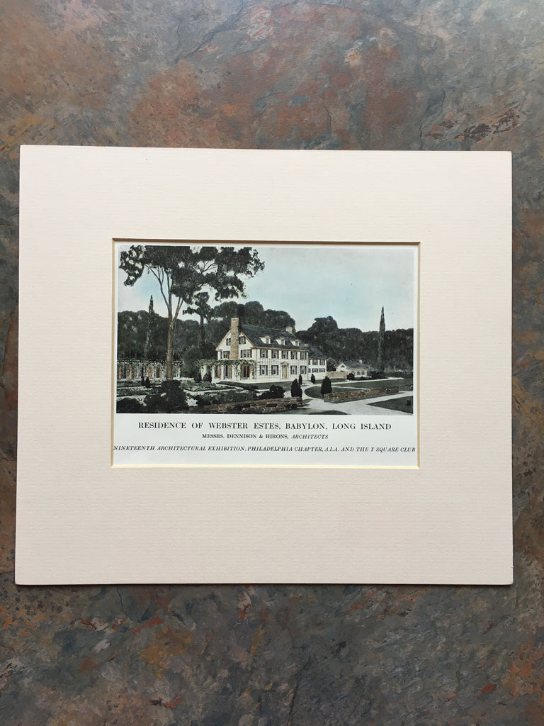Residence, Webster Estes, Babylon, Long Island, NY, 1913, Original Hand Colored