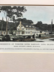 Residence, Webster Estes, Babylon, Long Island, NY, 1913, Original Hand Colored