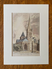 Abbey Church of Montivilliers, Normandy, France, 1884, Original Hand Colored -