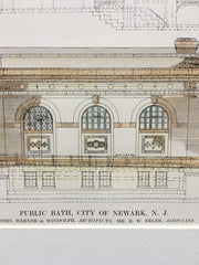Public Bath, Newark, NJ, 1913, Werner & Windolph, Original Hand Colored
