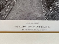 Dingleton House, Garden Detail, Cornish, NH, 1912, Charles Platt, Lithograph